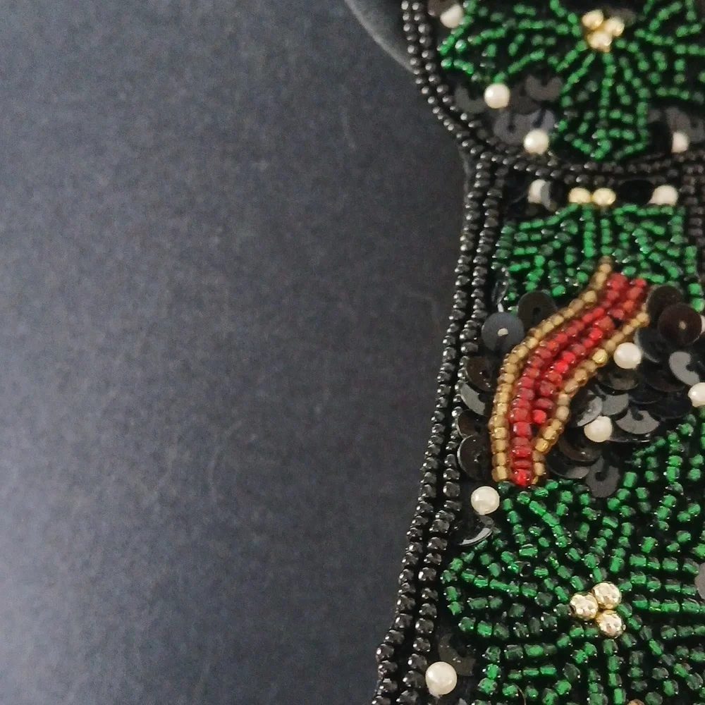 Milor SM Necktie Xmas Party Holiday Snowman Embellished Beaded N Sequins Satin